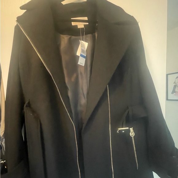 Michael Kors Wool-Blend Moto Trench Coat - Picture 5 of 6